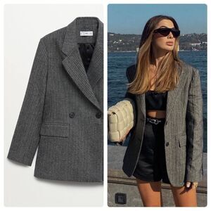 Mango Wool Blend Jacket Blazer New